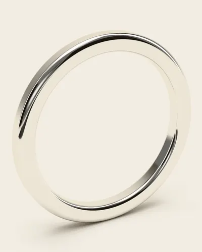Grammi White Gold Band, 14k white gold. The band from above and slightly to one side, showing its polished, domed surface.